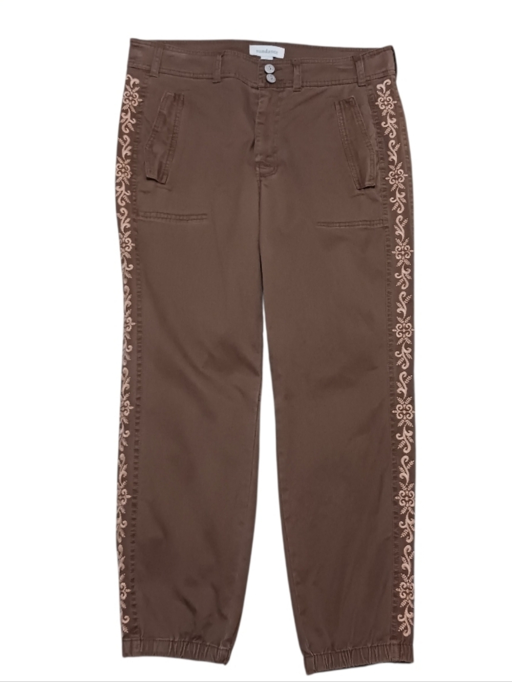 Sundance Melbourne Embroidered Jogger Pants Zipper Hem - Picture 2 of 11